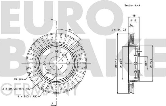 Eurobrake 5815203507 - Brake Disc autospares.lv