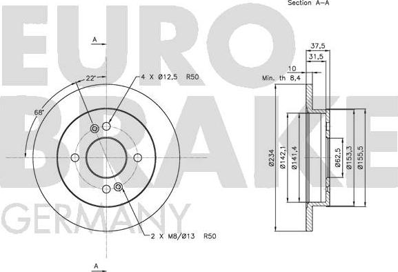 Eurobrake 5815203518 - Brake Disc autospares.lv