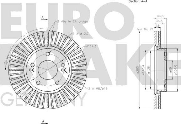 Eurobrake 5815203538 - Brake Disc autospares.lv