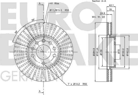 Eurobrake 5815203645 - Brake Disc autospares.lv