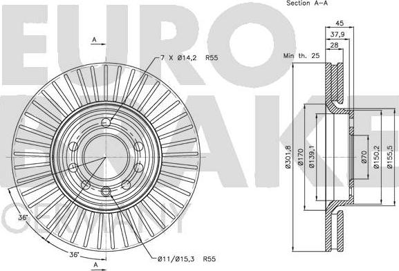 Eurobrake 5815203648 - Brake Disc autospares.lv