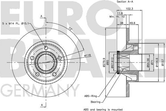 Eurobrake 5815203658 - Brake Disc autospares.lv