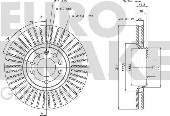 Eurobrake 5815203653 - Brake Disc autospares.lv