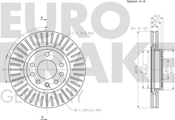 Eurobrake 5815203660 - Brake Disc autospares.lv