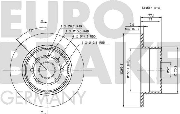 Eurobrake 5815203619 - Brake Disc autospares.lv