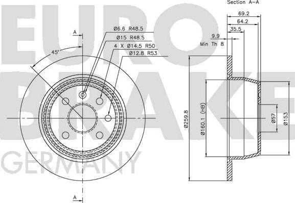 Eurobrake 5815203618 - Brake Disc autospares.lv