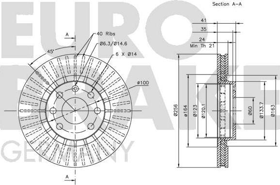 Eurobrake 5815203613 - Brake Disc autospares.lv