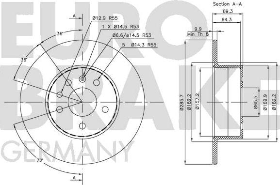 Eurobrake 5815203624 - Brake Disc autospares.lv