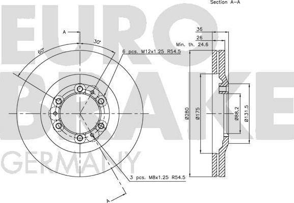 Eurobrake 5815203628 - Brake Disc autospares.lv