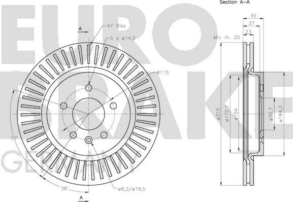 Eurobrake 5815203676 - Brake Disc autospares.lv