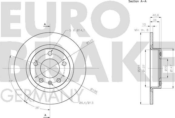 Eurobrake 5815203672 - Brake Disc autospares.lv