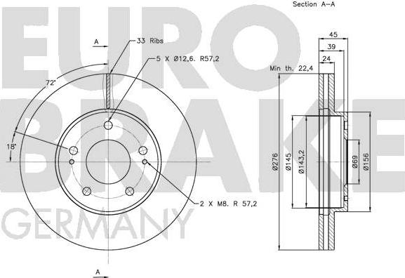 Eurobrake 5815203034 - Brake Disc autospares.lv