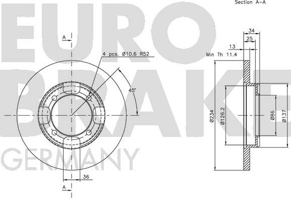 Eurobrake 5815203020 - Brake Disc autospares.lv