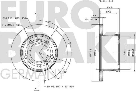 Eurobrake 5815203396 - Brake Disc autospares.lv