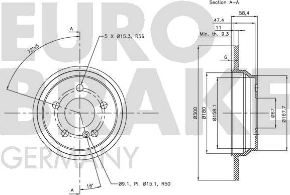 Eurobrake 5815203365 - Brake Disc autospares.lv