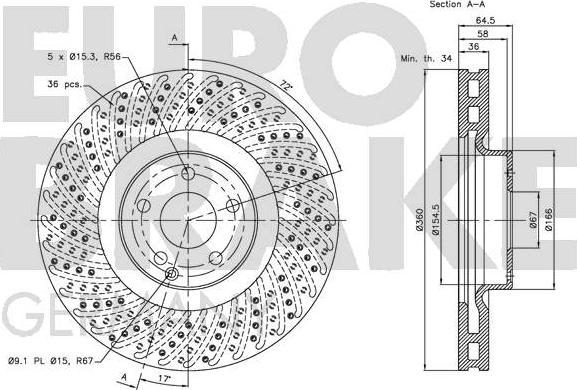 Eurobrake 5815203366 - Brake Disc autospares.lv