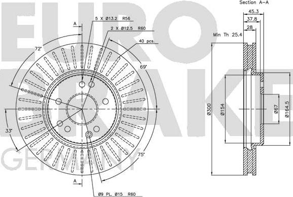 Eurobrake 5815203319 - Brake Disc autospares.lv