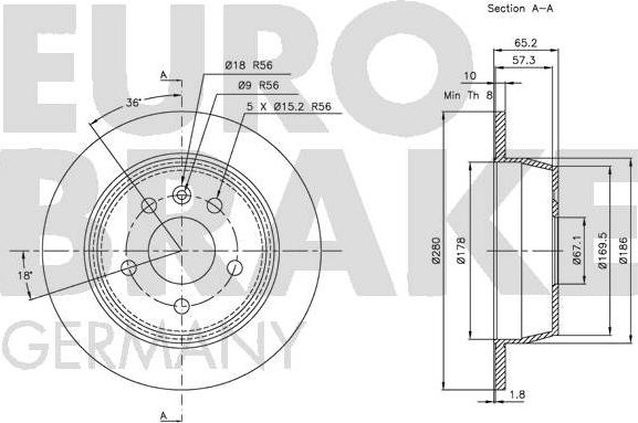 Eurobrake 5815203333 - Brake Disc autospares.lv