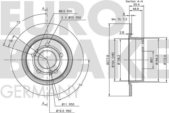 Eurobrake 5815203320 - Brake Disc autospares.lv