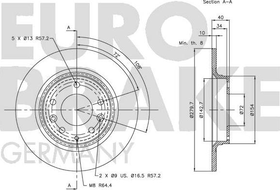 Eurobrake 5815203246 - Brake Disc autospares.lv