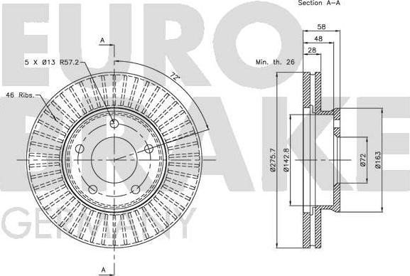 Eurobrake 5815203243 - Brake Disc autospares.lv