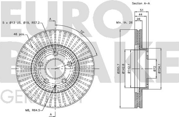 Eurobrake 5815203247 - Brake Disc autospares.lv