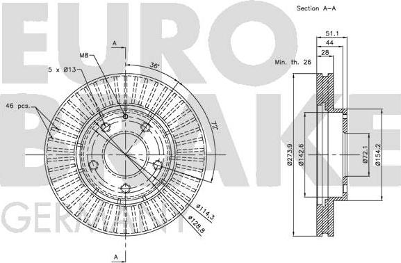 Eurobrake 5815203254 - Brake Disc autospares.lv