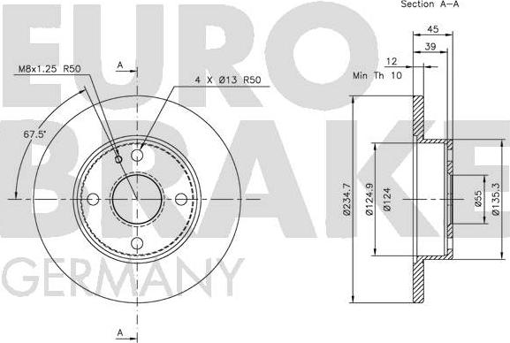 Eurobrake 5815203225 - Brake Disc autospares.lv