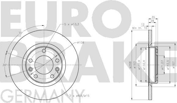 Eurobrake 5815203749 - Brake Disc autospares.lv