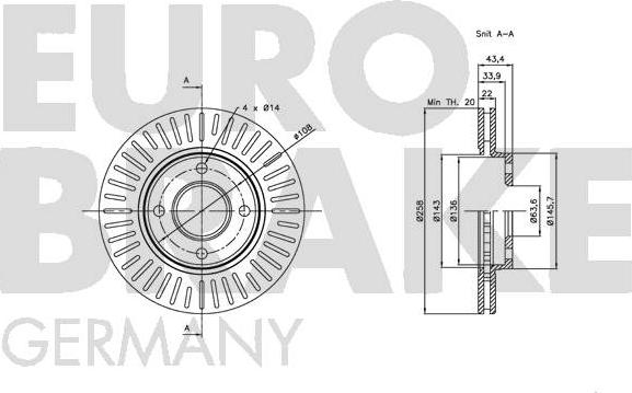 Eurobrake 5815202549 - Brake Disc autospares.lv