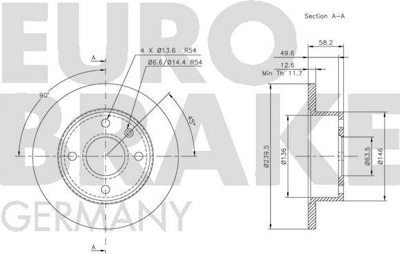 Eurobrake 5815202512 - Brake Disc autospares.lv