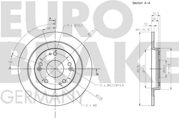 Eurobrake 5815202663 - Brake Disc autospares.lv