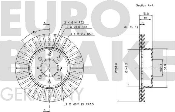 Eurobrake 5815202608 - Brake Disc autospares.lv