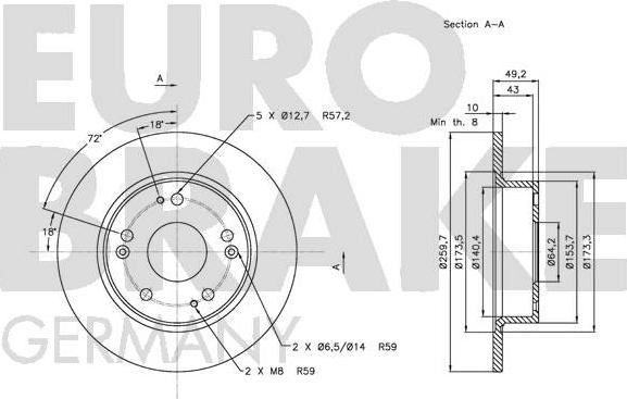 Eurobrake 5815202638 - Brake Disc autospares.lv