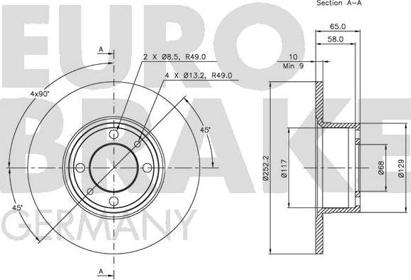 Eurobrake 5815202305 - Brake Disc autospares.lv