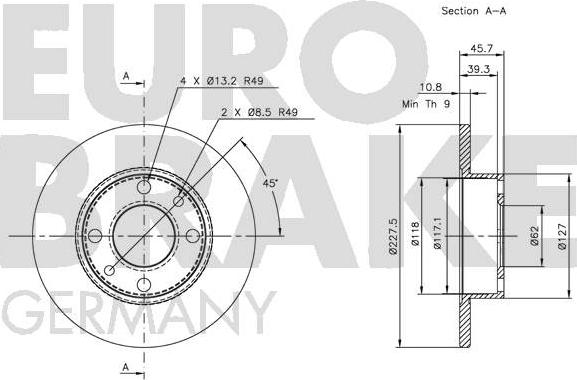 Eurobrake 5815202302 - Brake Disc autospares.lv