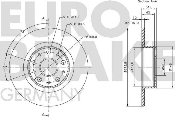 Eurobrake 5815202334 - Brake Disc autospares.lv