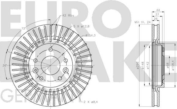 Eurobrake 5815202290 - Brake Disc autospares.lv