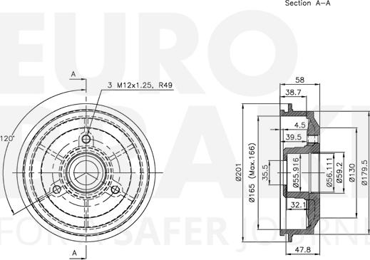 Eurobrake 5825251901 - Brake Drum autospares.lv