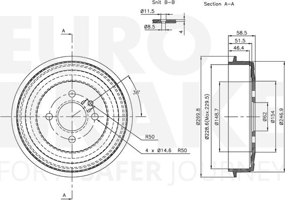 Eurobrake 5825251503 - Brake Drum autospares.lv