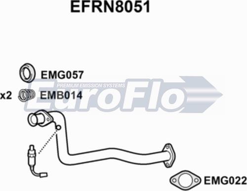 EuroFlo EFRN8051 - Exhaust Pipe autospares.lv