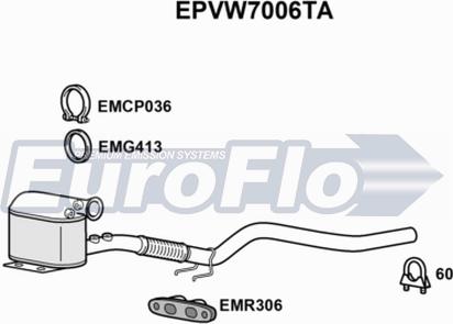 EuroFlo EPVW7006TA - Soot / Particulate Filter, exhaust system autospares.lv