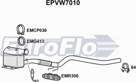 EuroFlo EPVW7010 - Soot / Particulate Filter, exhaust system autospares.lv
