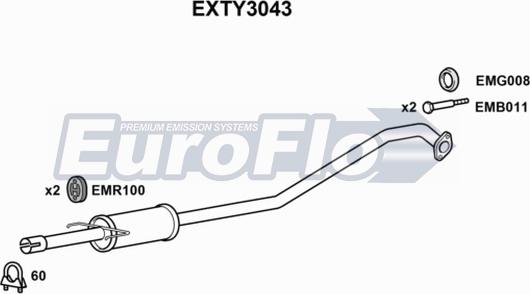 EuroFlo EXTY3043 - Middle Silencer autospares.lv
