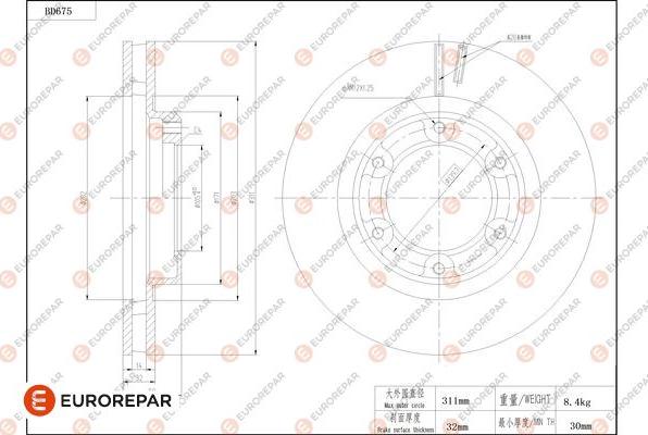 EUROREPAR 1684311780 - Brake Disc autospares.lv