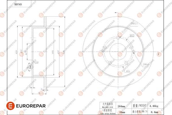 EUROREPAR 1684318780 - Brake Disc autospares.lv