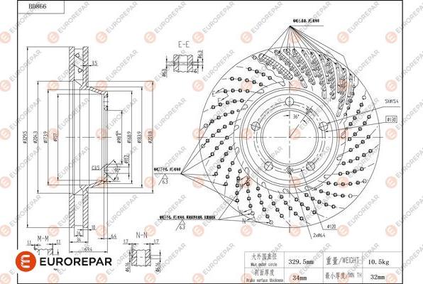 EUROREPAR 1684330880 - Brake Disc autospares.lv