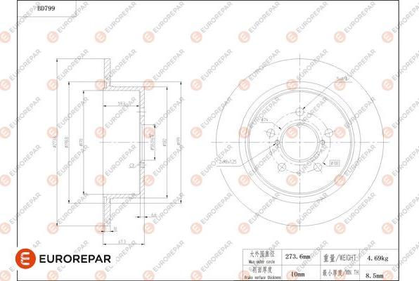 EUROREPAR 1684324180 - Brake Disc autospares.lv