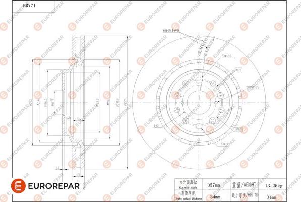 EUROREPAR 1684321380 - Brake Disc autospares.lv