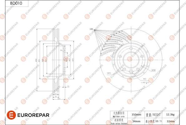 EUROREPAR 1684245280 - Brake Disc autospares.lv